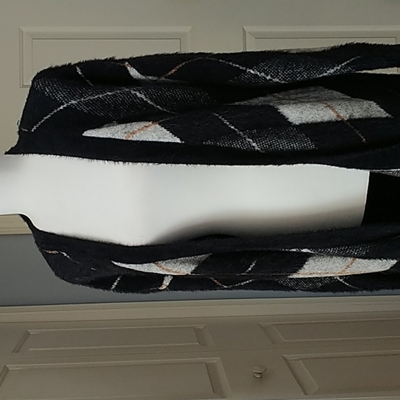 Marled Argyle Grey/Black Sweater Coat Jacket sz S - Picture 2 of 12